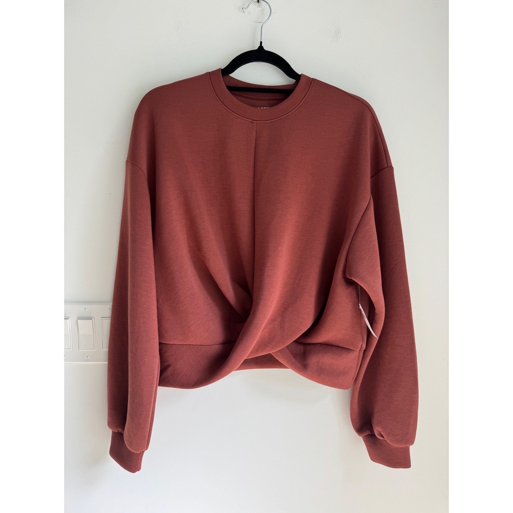 Old Navy Bounce Fleece Twist Front Cropped Sweatshirt Rust Red Brown Small NEW